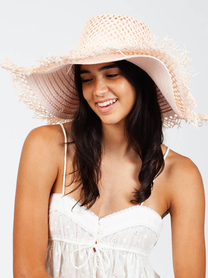 Sommersolhat med strånet med bred kant for engroshandel hos Lucca Couture