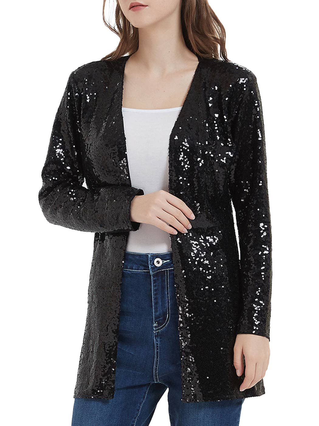 Anna Kaci Wholesale – wholesale Jacket – Women's – Women's Sequin Jacket Open Front Coat Blazer Party Cocktail8