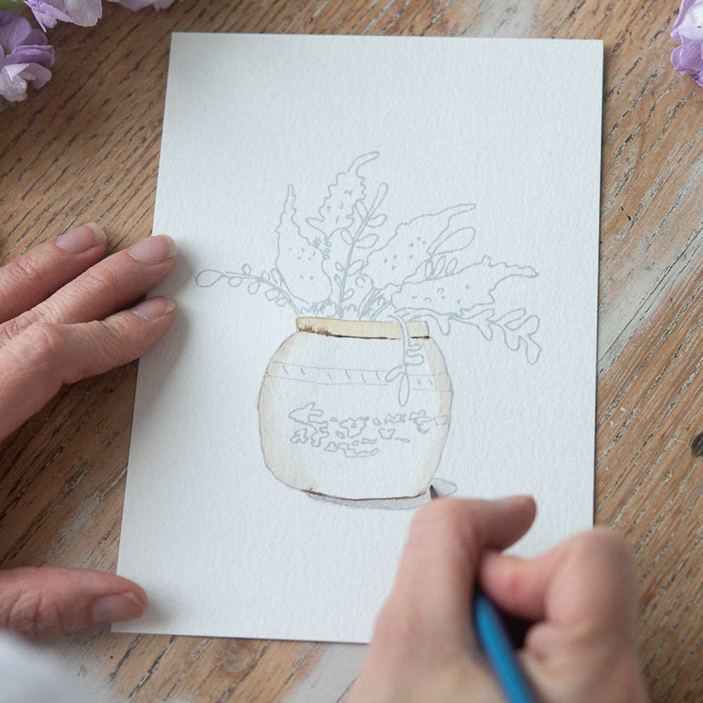 Finding Silver Pennies - Wholesale Paint Set - Paintable Watercolor Flat Note Cards Flowers | Art Kit7