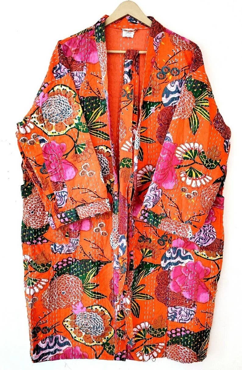 bhavnas boutique - Wholesale Robe - Women's - Cotton Kantha Kimono Robes Swim Wear Beach Robe2