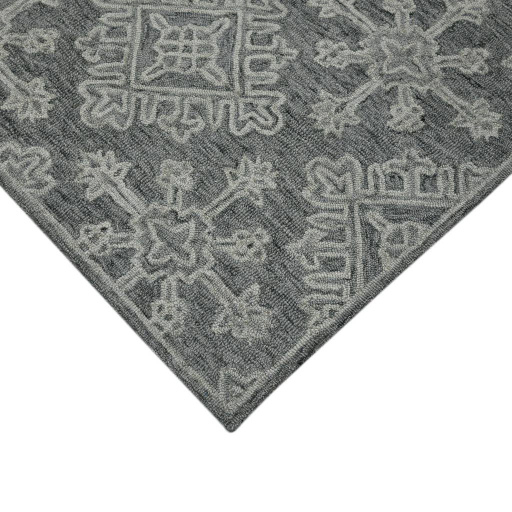 HomeRoots - Wholesale Area Rug - 2' X 3' Graphite And Gray Wool Oriental Hand Hooked Area Rug4