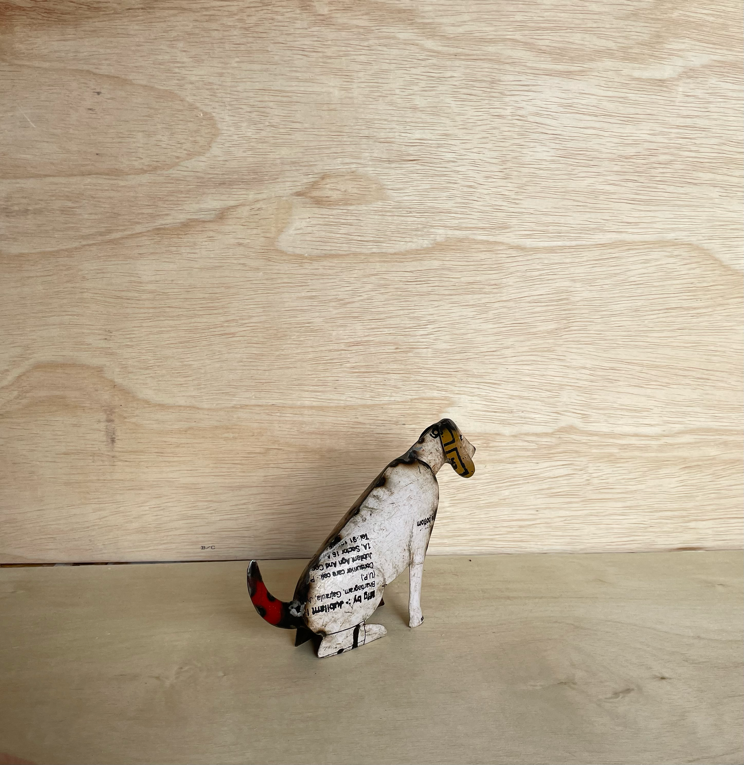 Everyday Artifact - Wholesale Sculpture - Dog Sitting White Recycled Metal Animals2