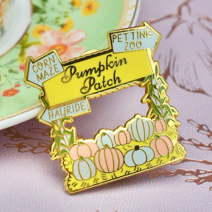 Little Pumpkin Patch Stand Enamel Pin Lapel Brooch Party for wholesale by All Little Cute Things