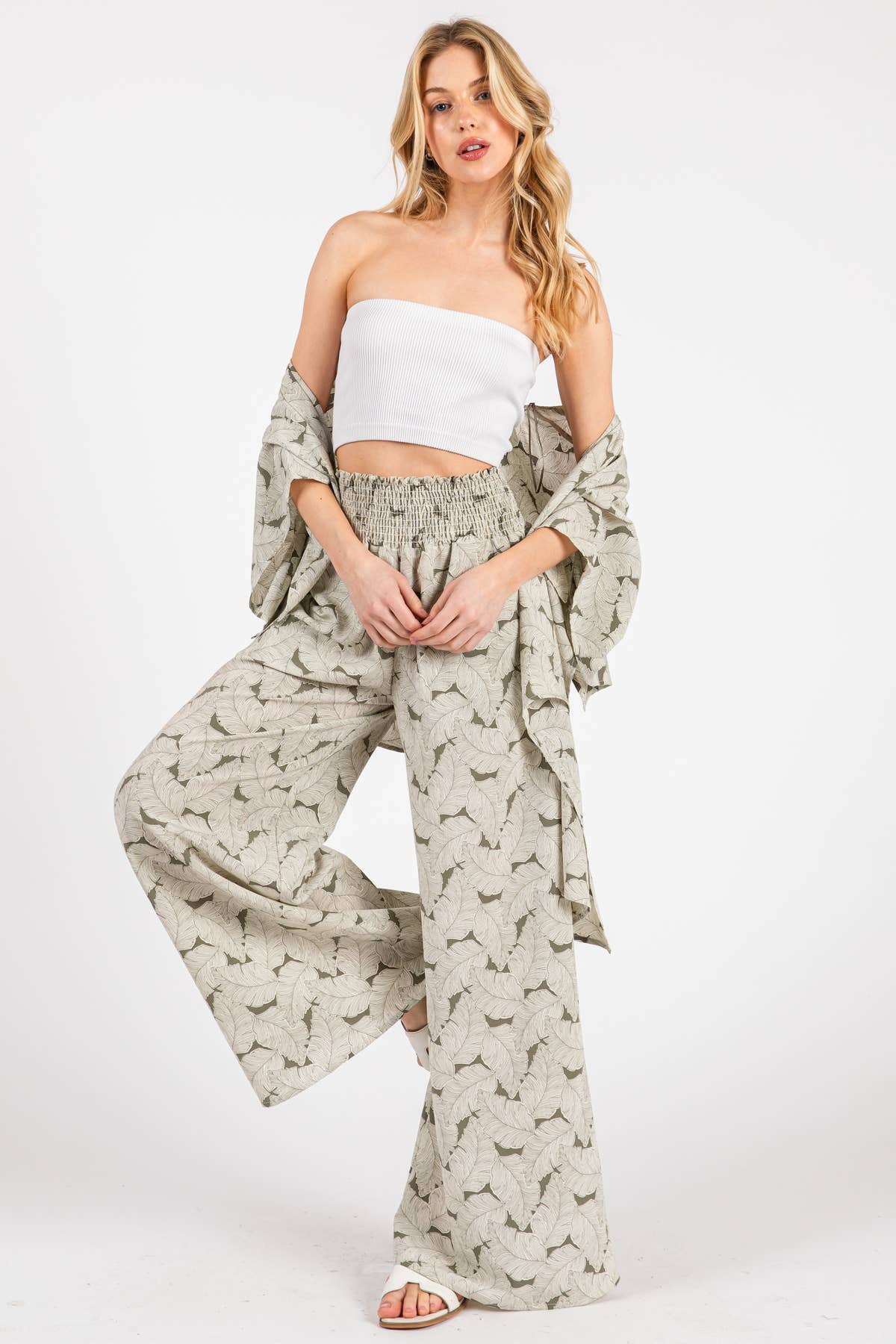 Final Touch – wholesale Pants – Women's – Waist Smocked Wide Leg Pants - VNP70263B73