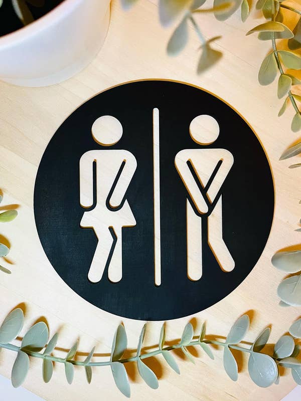 Stick Figures - 6" - Panneau de salle de bain silhouette pour la vente par bluefortytwodesigns