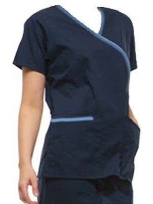 Crossover 5 Pocket Solid Half Sleeve Top & Bottom Set for wholesale by Scrubandmore