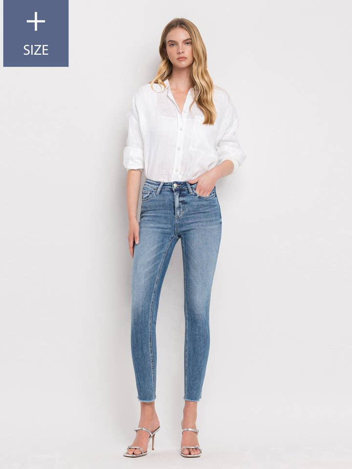 PLUS SIZE HIGH RISE CROP SKINNY JEANS LV1105-P for wholesale by Lovervet by VERVET