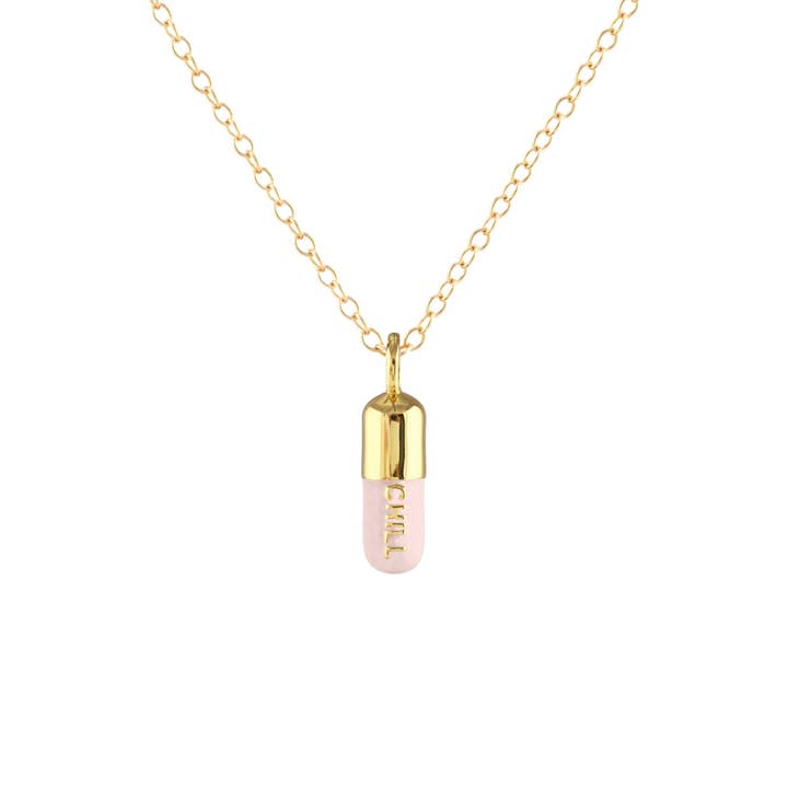 Kris Nations - Wholesale Pendant/Charm Necklace - Chill Pill Enamel Necklace 18K Gold Vermeil | Sterling Silver Charm | Gold Filled | Sterling Silver Chain Multiple Colors 16-18 Inches Nickel Free Ships from CA