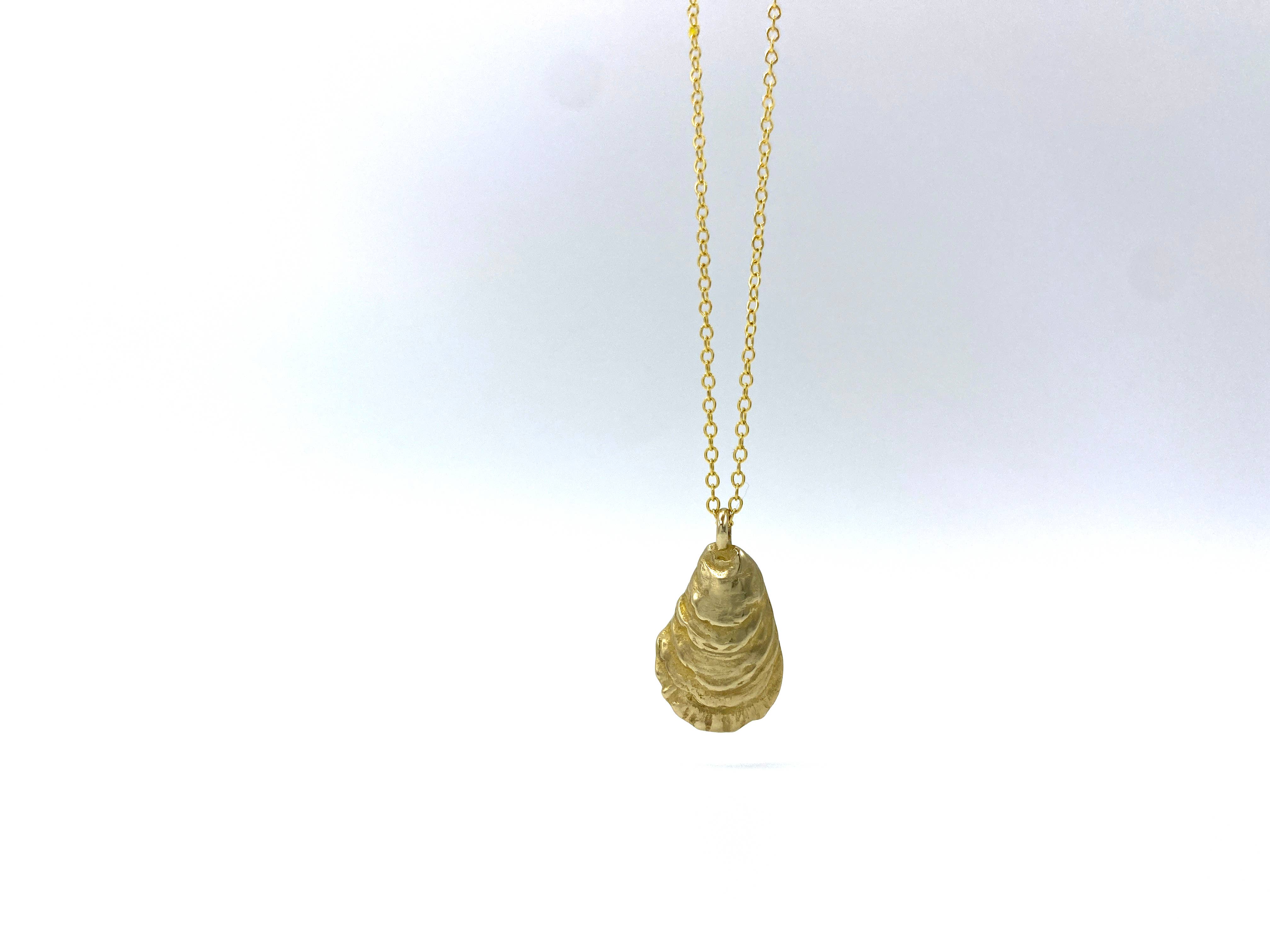 Blue Dot Jewelry - Wholesale Pendant/Charm Necklace - Bronze Oyster Shell Necklace with 14k Gold Filled Chain3