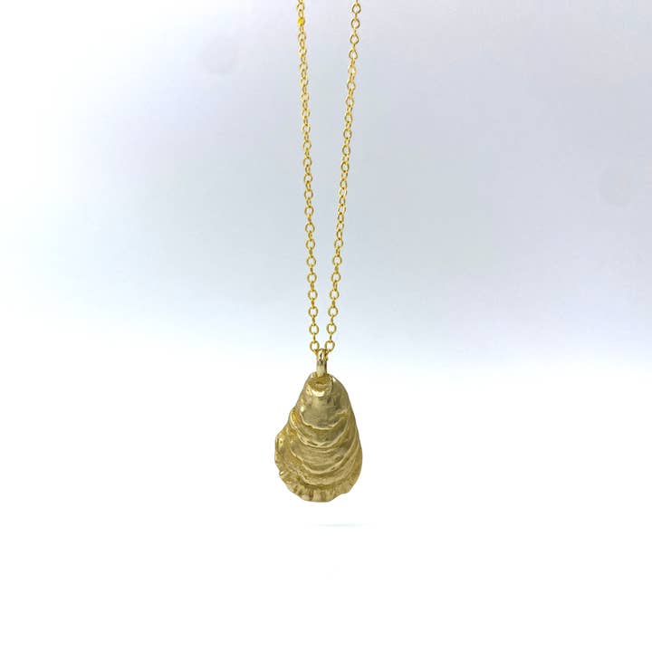 Blue Dot Jewelry - Wholesale Pendant/Charm Necklace - Bronze Oyster Shell Necklace with 14k Gold Filled Chain3