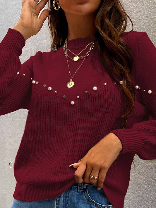 Pull à perles Red Essence Pearls pour la vente par KTNN Studio Inc.