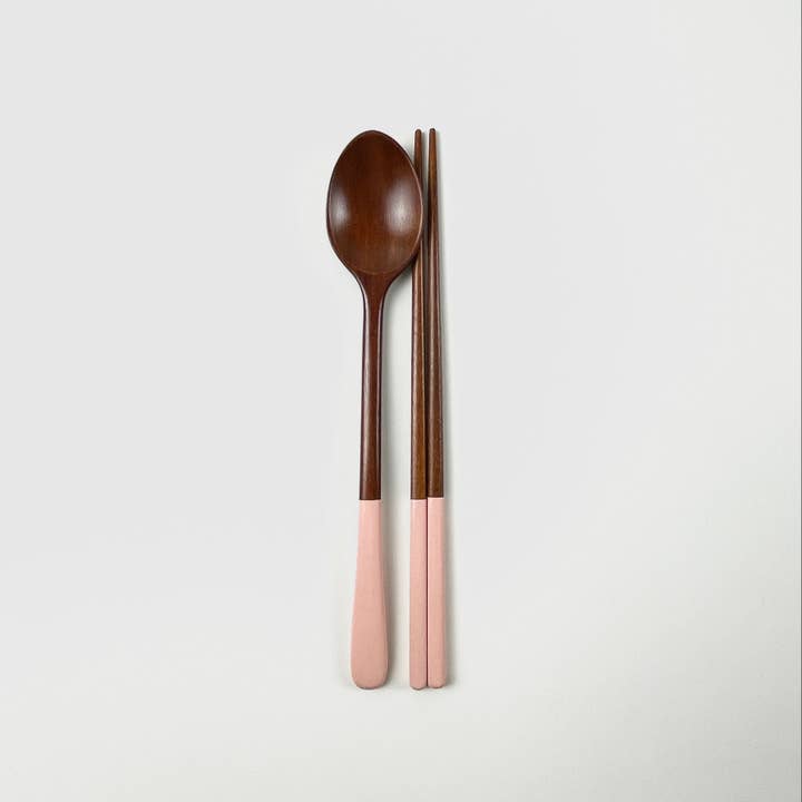 illo - Wholesale Table Spoon (Cutlery) - Pastel Wood Spoon & Chopstick Set