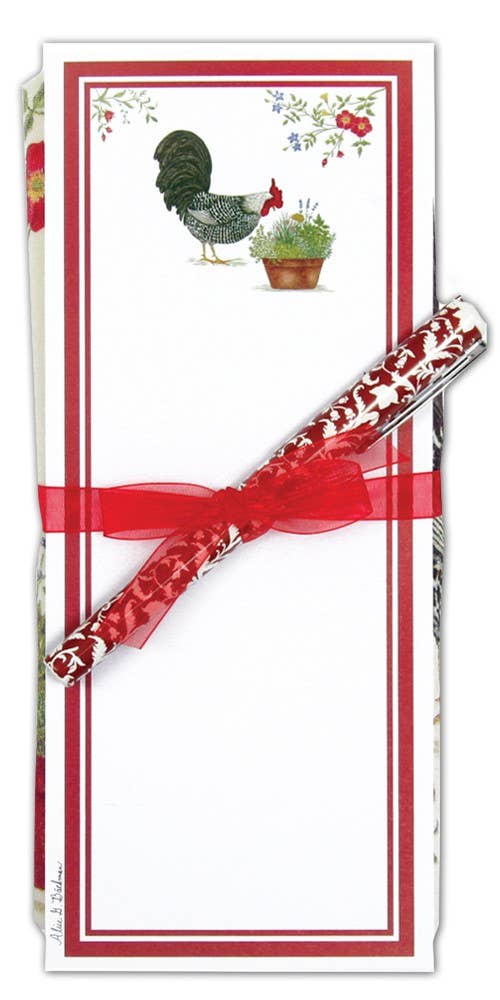 Alice's Cottage - Venta al por mayor Libretas - Juego de toallas y bloc de notas magnético con forma de saco de harina U26-425 Rooster1