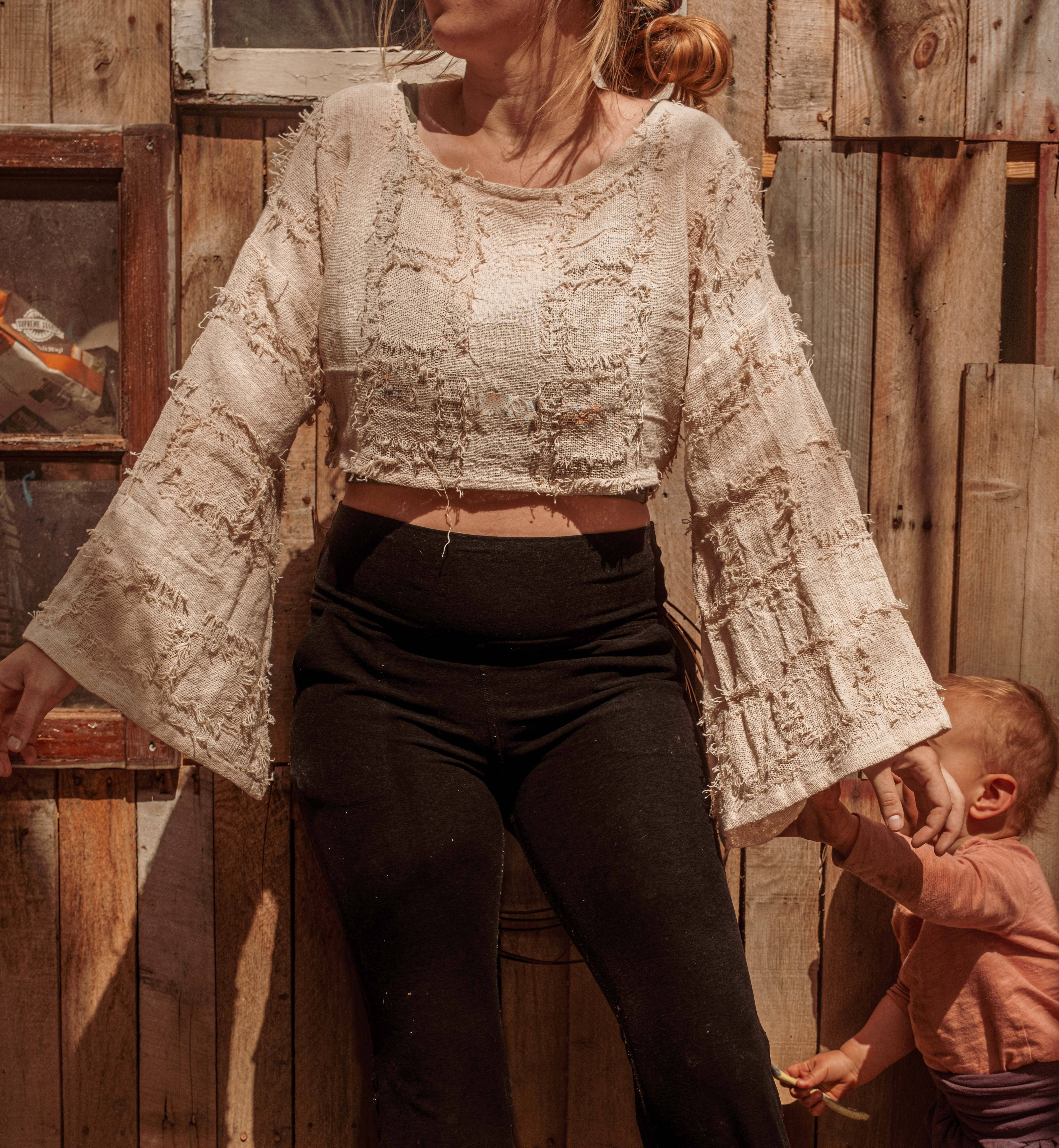 Gardenbelle Shop - Wholesale Blouse - Women's - Grunge Boho Style Bell Sleeve Crop Top, Mesh Summer Top2