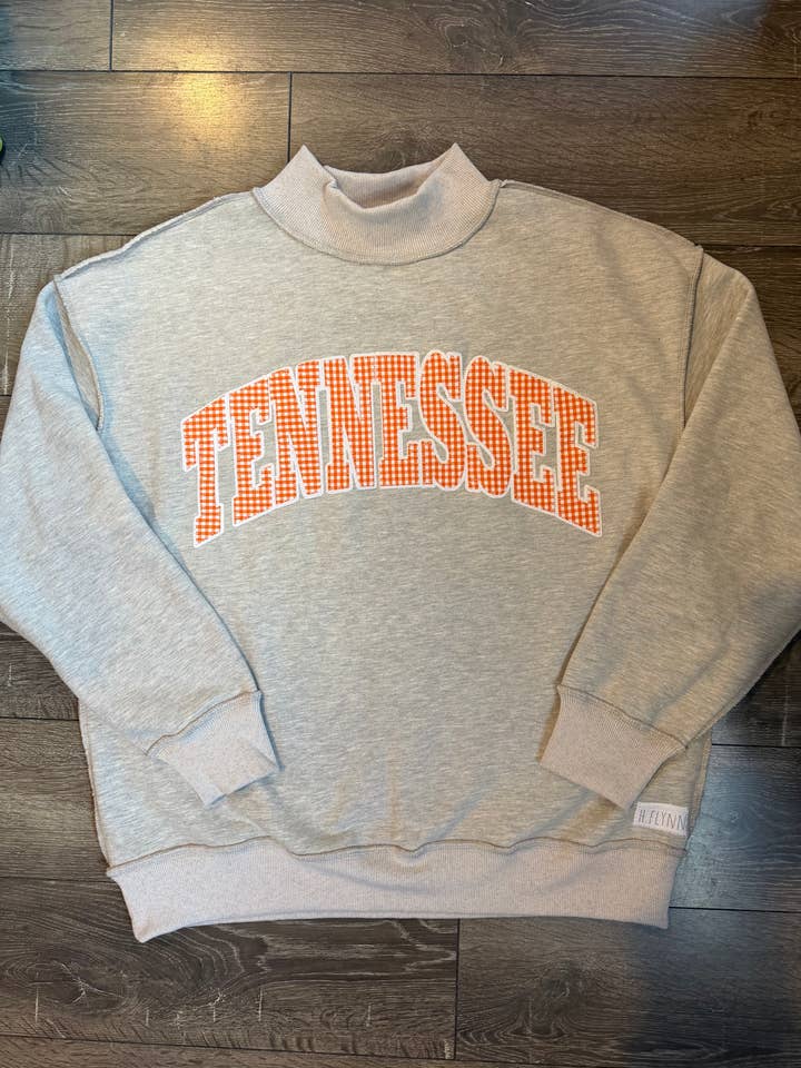 ORANGE GINGHAM TENNESSEE - Grey Mockneck for wholesale by h.flynn
