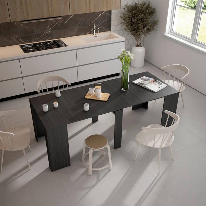REMOVED BRAND - Vendita all'ingrosso Consolle - Tavolo consolle allungabile | Tavolo da pranzo pieghevole | 220 | Per 10 persone | Sala da pranzo e cucina | Stile moderno | Nero