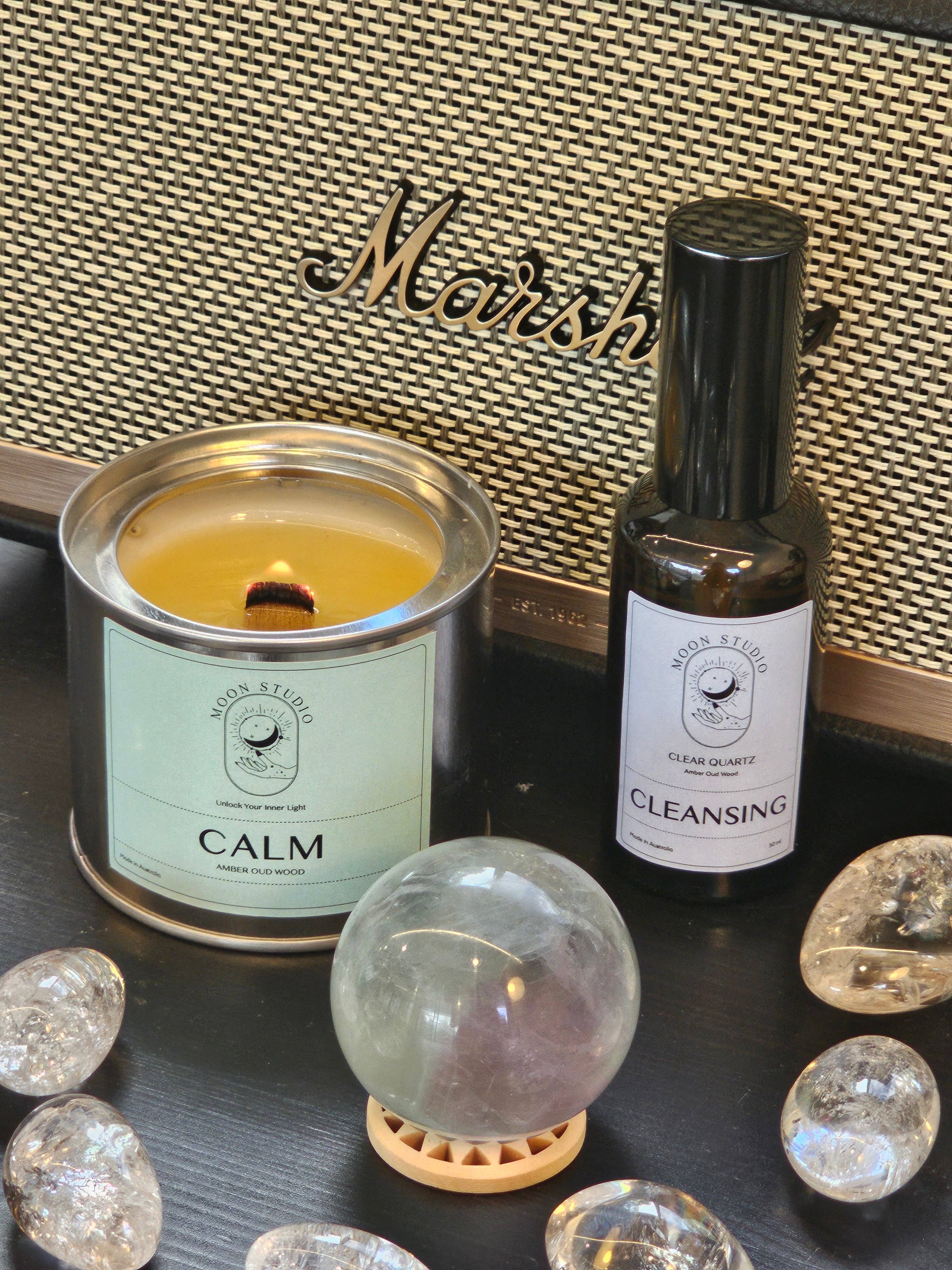 Moon Rituals - Wholesale Room & Linen Spray - Cleansing Spray Infused with Clear Quartz - Amber Oud Wood Scent - Hand Poured in Sydney, Australia2