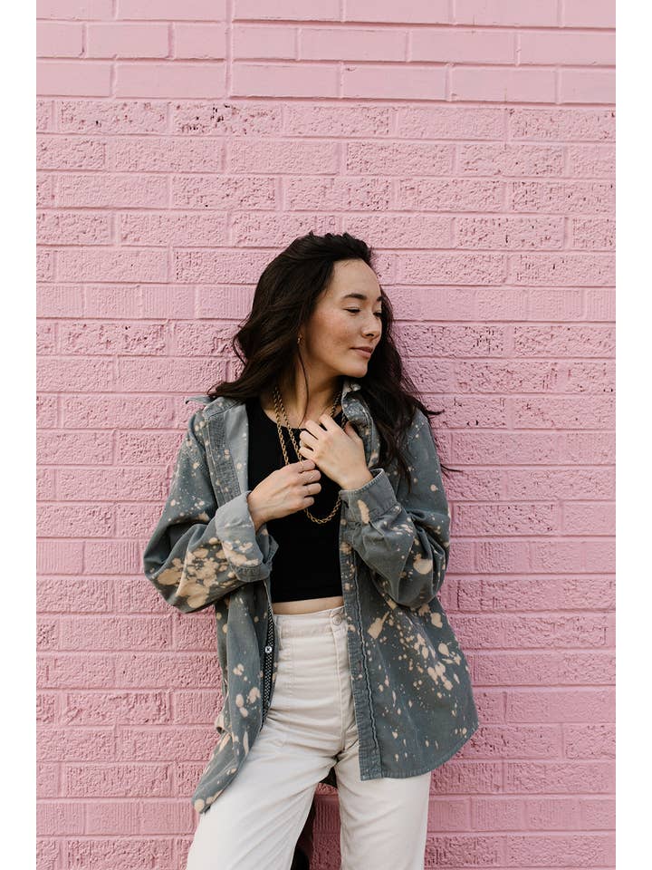 Create Good Company - Wholesale Button Down Shirt - Women's - Trashed Shirts * Bleached Flannels/Shirts Refill Pack2