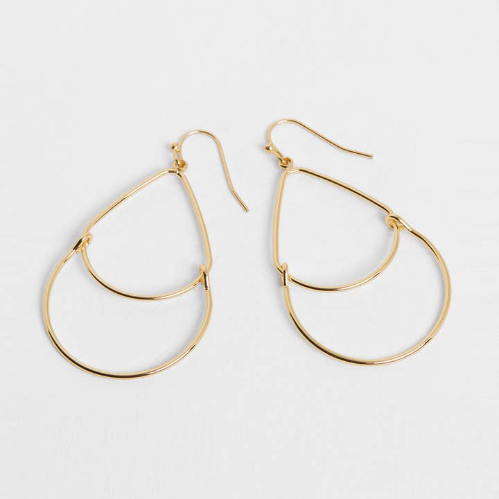 Double Teardrop Dangle Earring - Gold for wholesale by Whispers