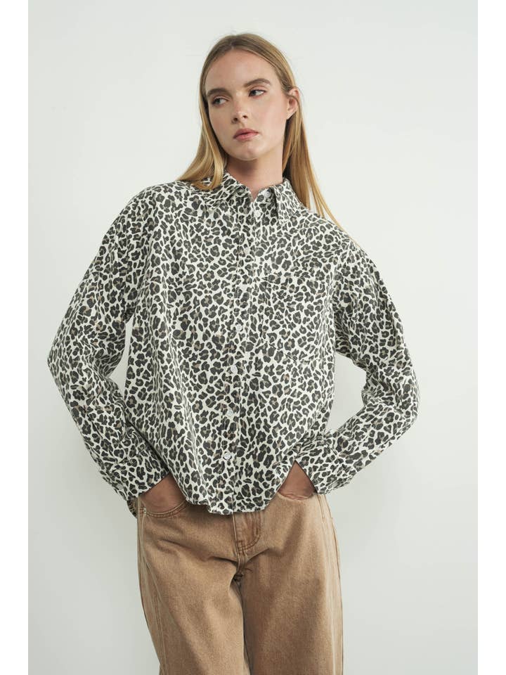 MAT3036 LEOPARD PRINT DENIM SHIRTS for wholesale on Faire