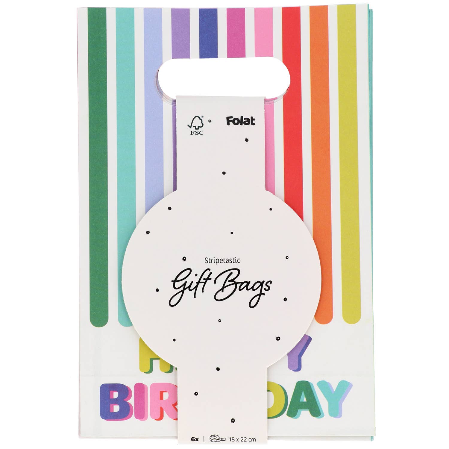 Folat BV - Wholesale Gift Bag - Gift bags - Stripetastic - 6 pieces1