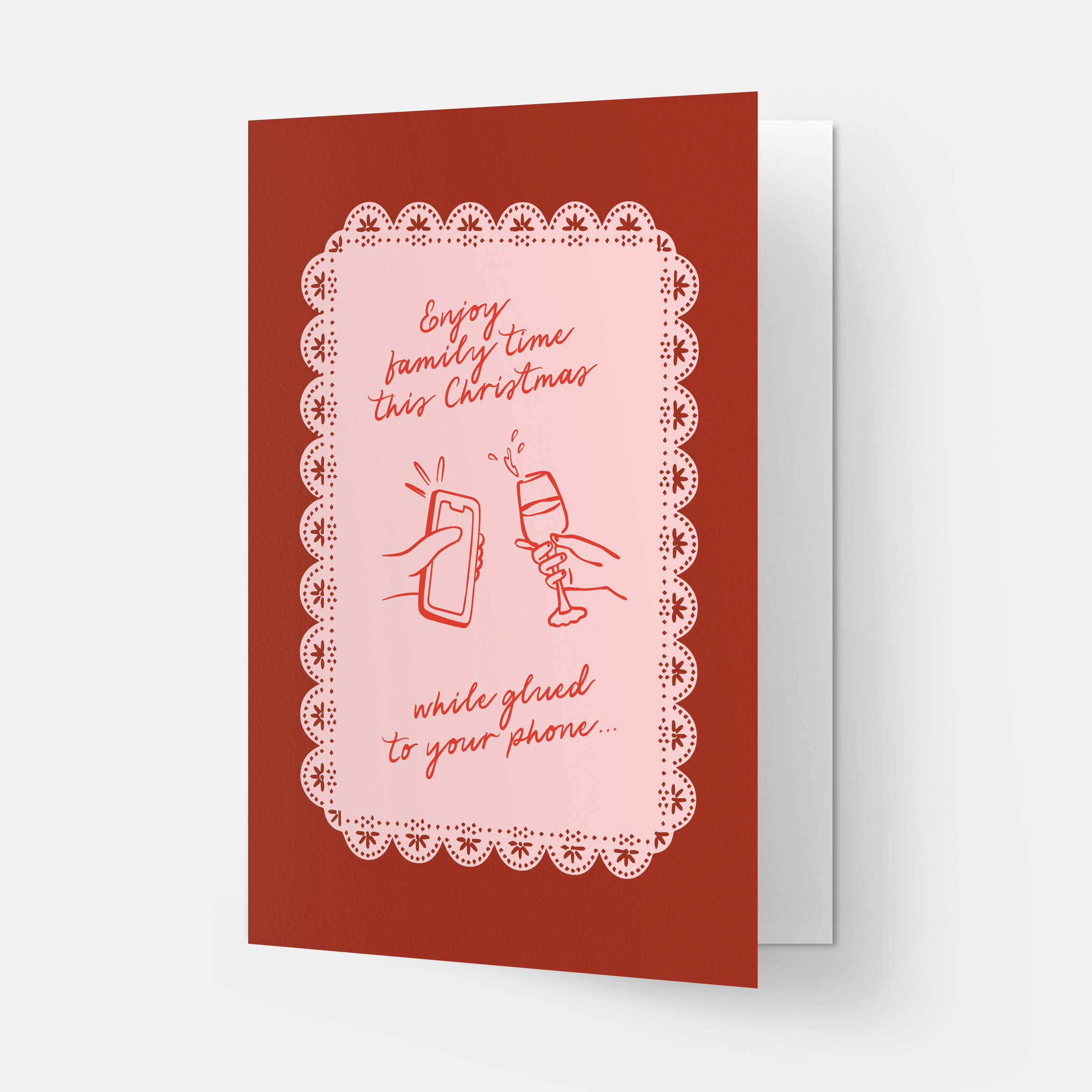 Kaart Blanche – wholesale Christmas card – Glued phone - greeting card1