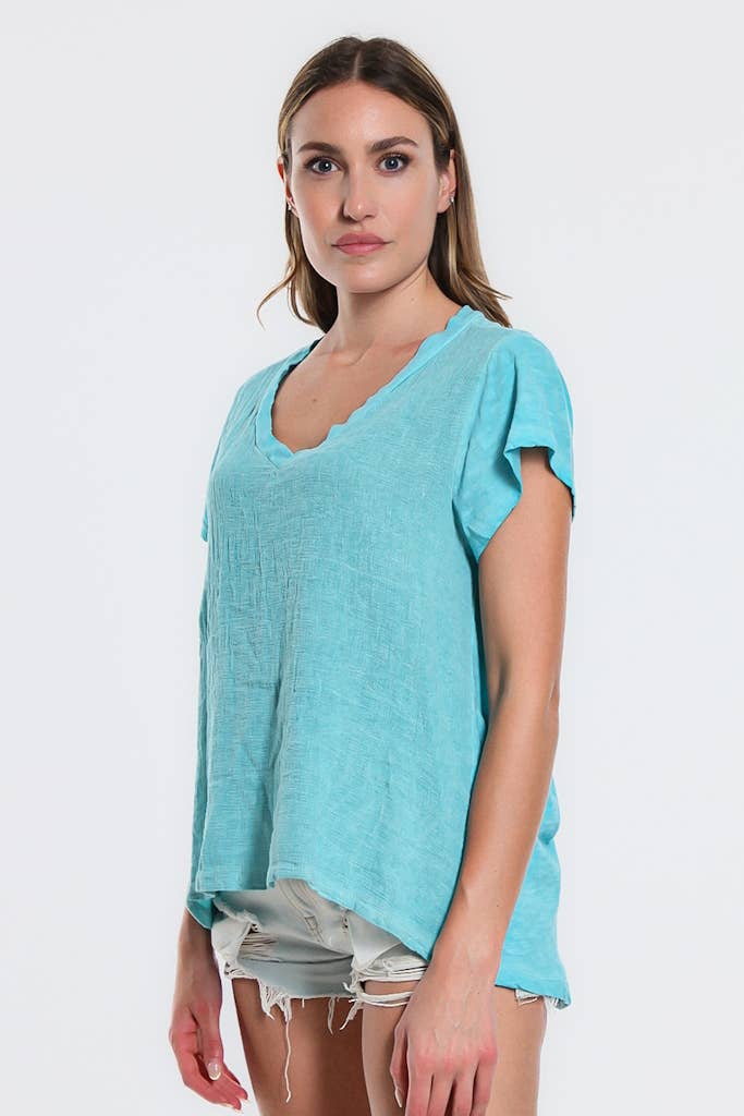 TINA Stephens Italy/Tees By Tina - Wholesale Blouse - Women's - Nola Cotton/Linen V-Neck Top (BSS207)54