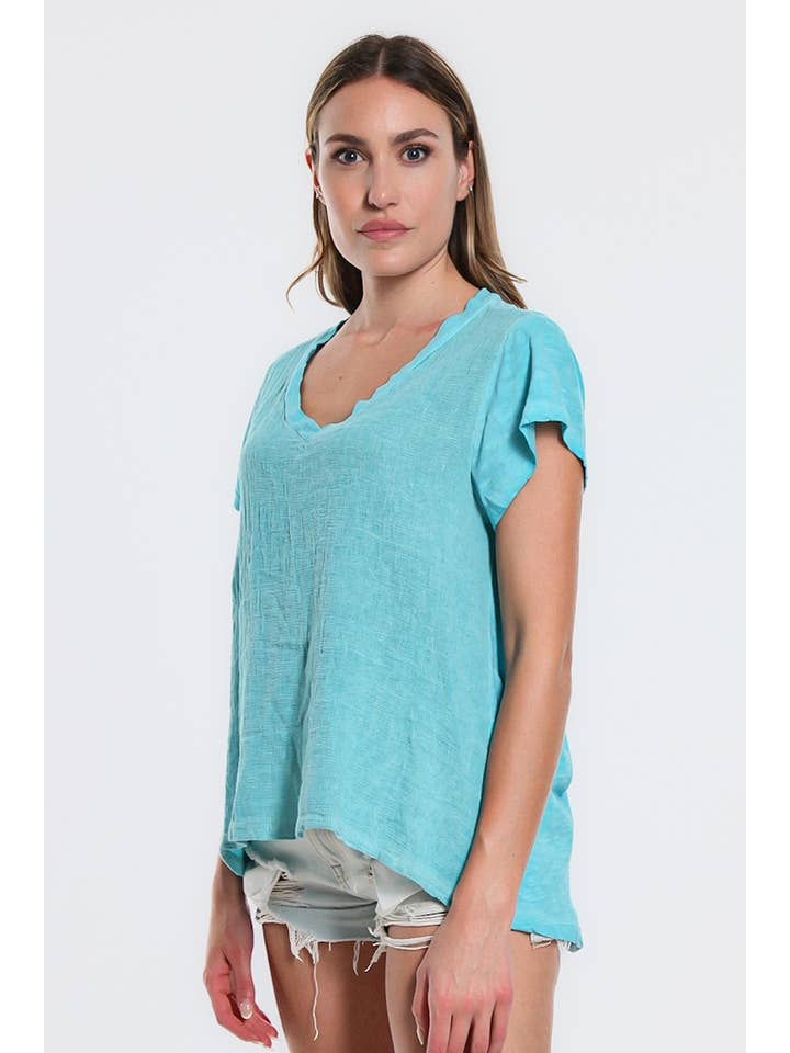 TINA Stephens Italy/Tees By Tina - Wholesale Blouse - Women's - Nola Cotton/Linen V-Neck Top (BSS207)25
