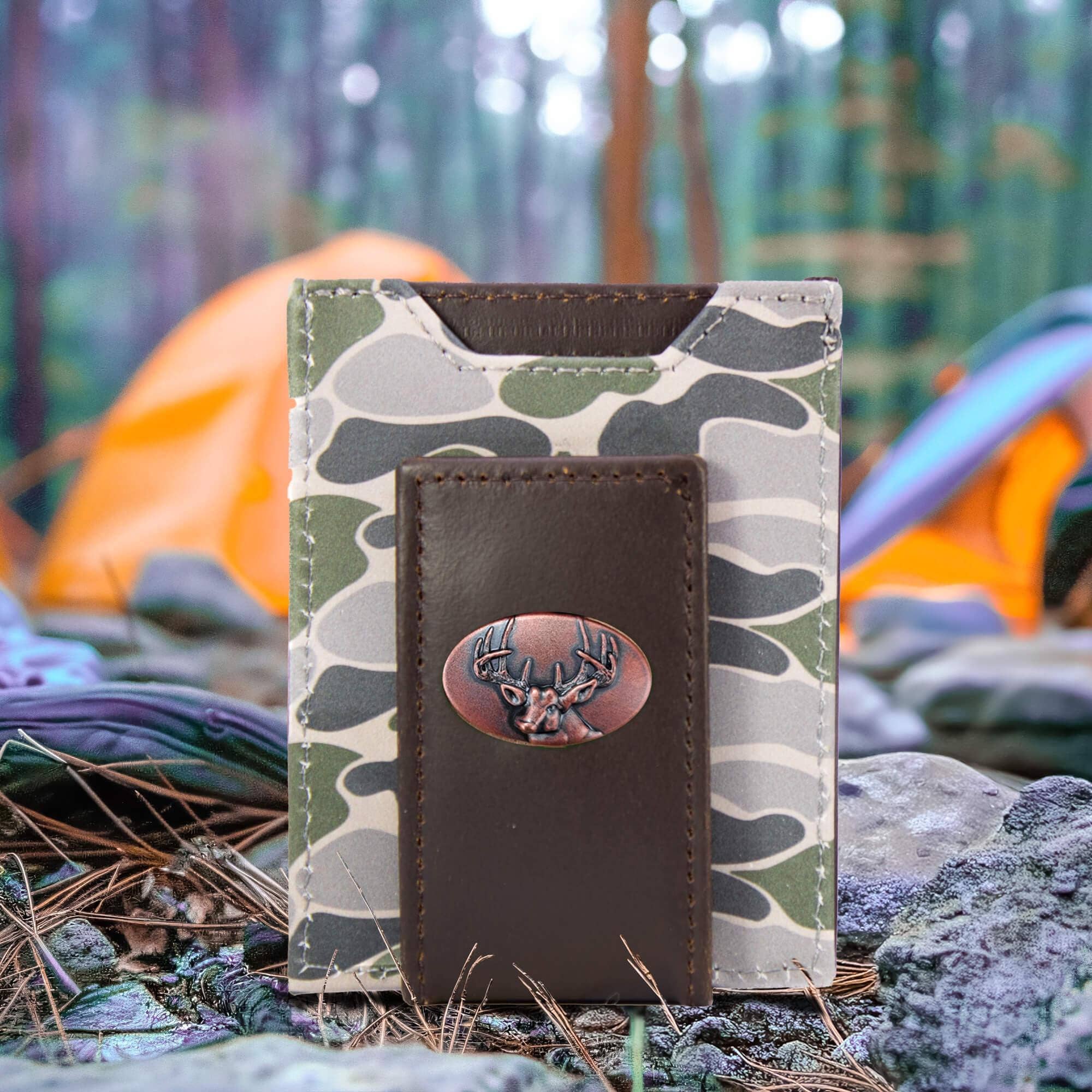 Zep-Pro - Wholesale Wallet - Men's - Buck Men's Magnetic Front Pocket Old School Camo Leather Wallet.4