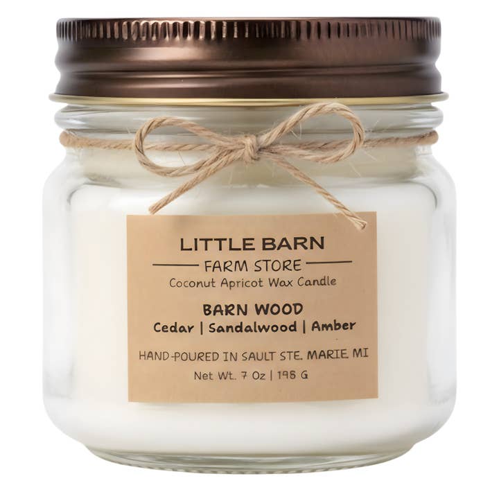 Barn Wood Candle - Cedar, Sandalwood & Amber for wholesale by Little Barn Farm Store