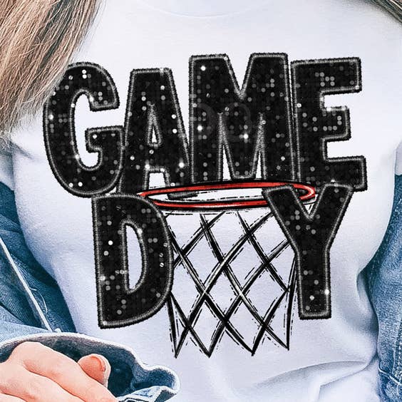 Trendy Transfers - Wholesale Sublimation transfer - Game Day Basketball Faux Sequins DTF Heat Transfer0