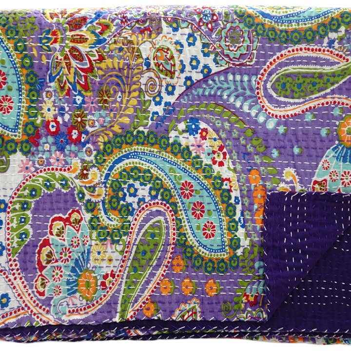 Vintage Addiction - Wholesale Quilt - HAND STITCHED KANTHA QUILT / COVERLET