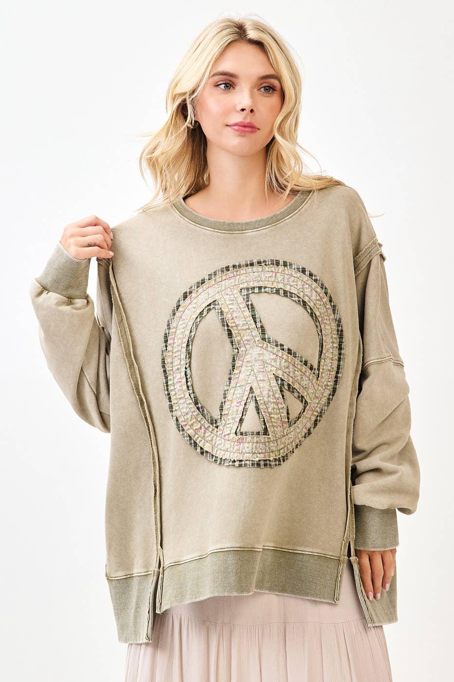 mittoshop - Vente Sweat-shirt – femme - SWEAT-SHIRT PEACE SIGN PATCH MINERAL WASH4