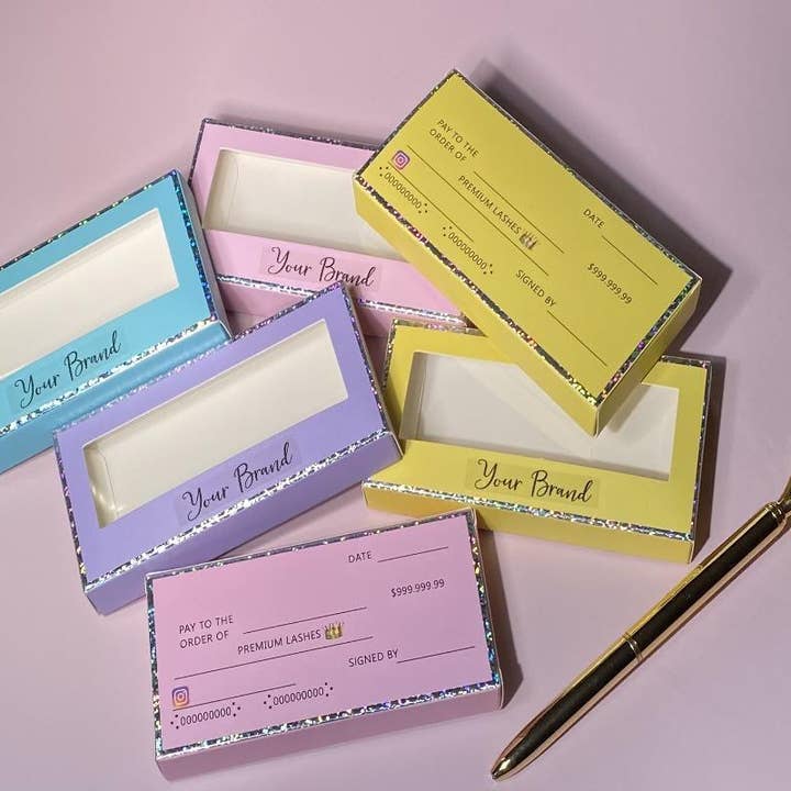 Lashes4today - Wholesale Eyelash/Brow Serum - Checkered Empty Eyelash Package - Rectangle for 18-25mm0