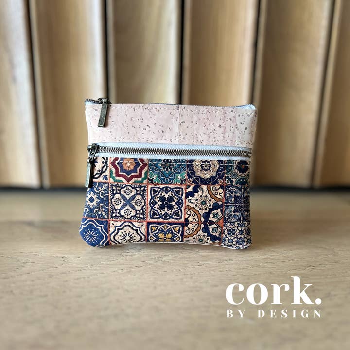 Cork By Design - Wholesale Coin Purse - Women's - Isabel Cork Purse - Azulejo