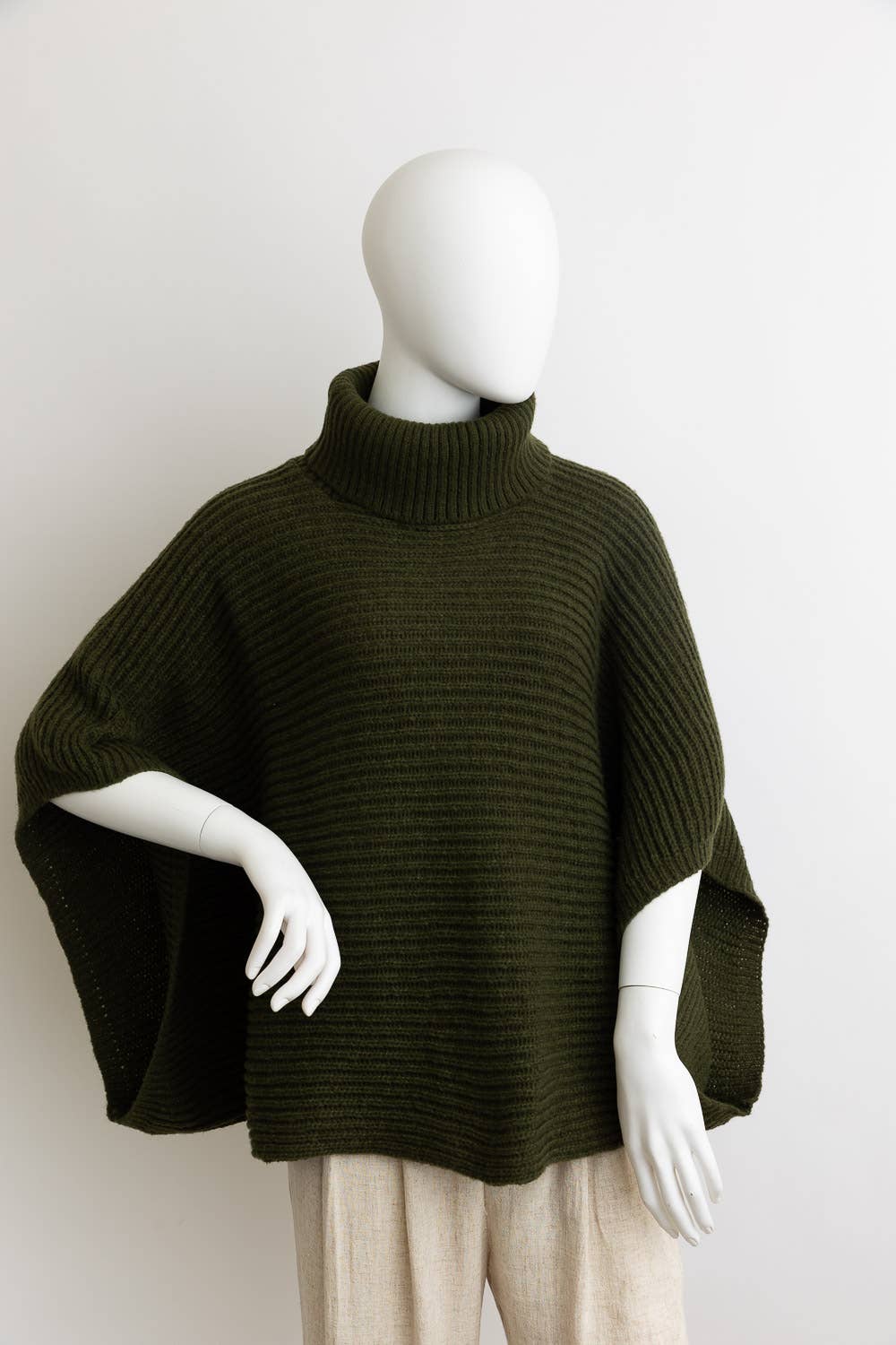 Leto Accessories - Wholesale Poncho - Women's - 🐢 Turtleneck Ribbed Knit Poncho w/ Armholes3