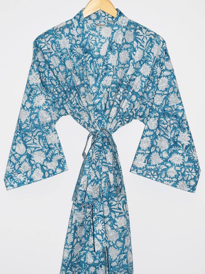 Amisha – wholesale Morgonrock - Dam – Kerala Kort Morgonrock | Djup Teal
