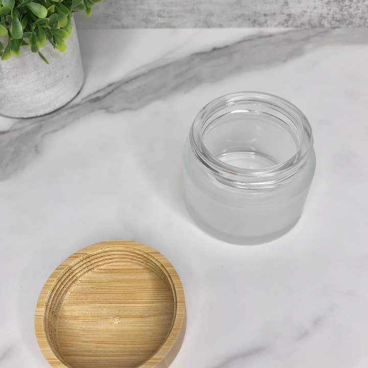 Hippotanicals - Wholesale Jar - Frosted Glass Jar with Bamboo Lid -100g/3.5 oz