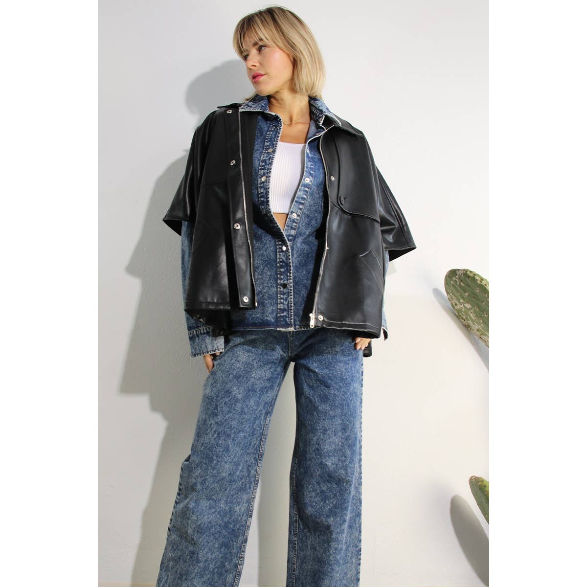 WASHED DENIM SHIRTS JACKEET AND PANTS SET for wholesale on Faire10