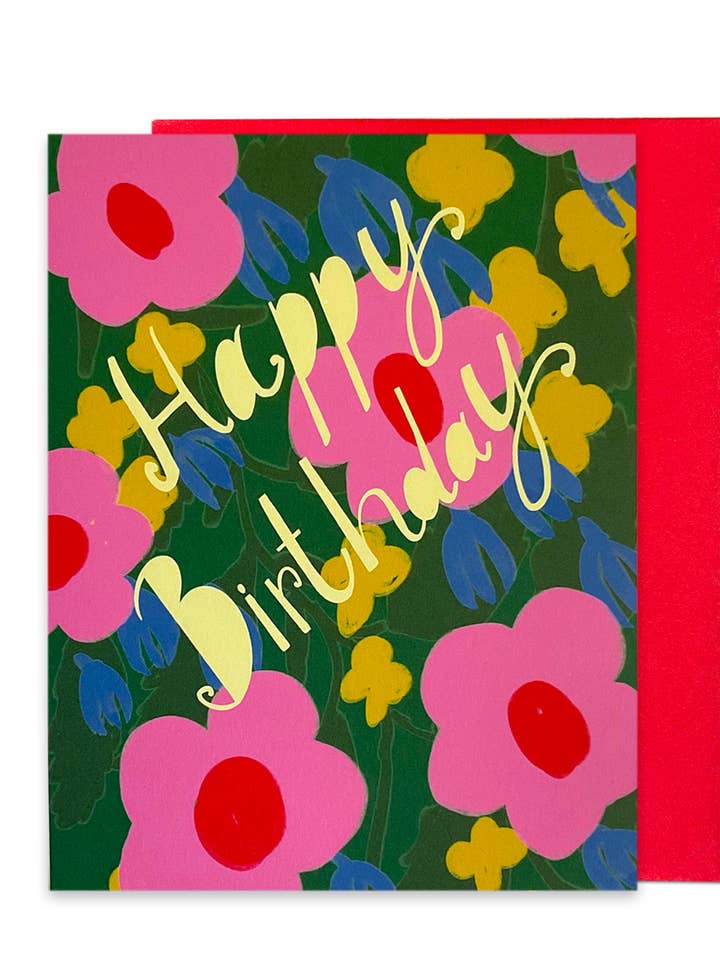 Födelsedagshälsning roliga blommor - Tom insida för wholesale av LadooLadoo
