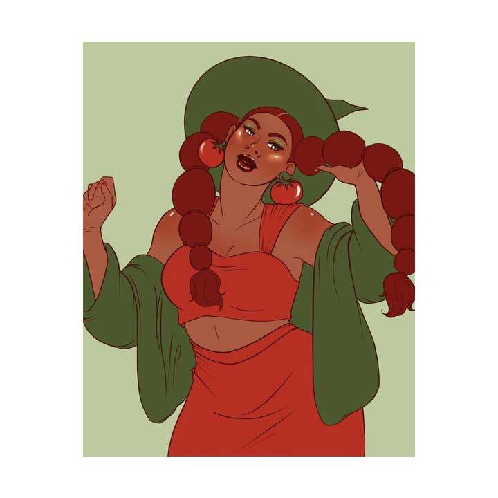 🍅 Tomato Witch Art Print - 8x10" and 5x7" for wholesale by Rainbow Coven Designs