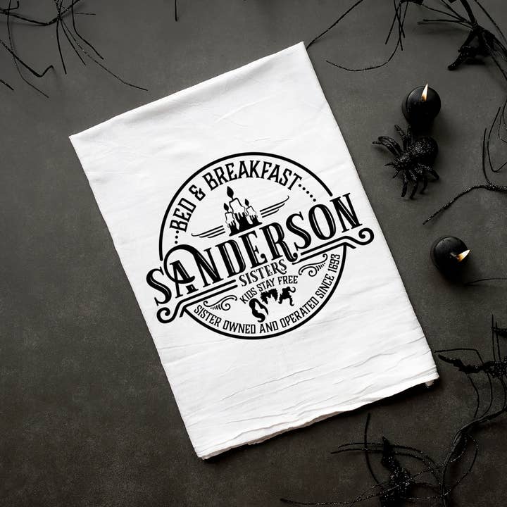 Halloween Bed and Breakfast Sanderson Sisters Kitchen Towel for wholesale by Love You a Latte Shop