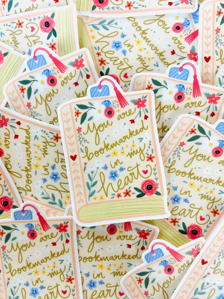 Bookmarked in My Heart Sticker for wholesale by Makerie Day