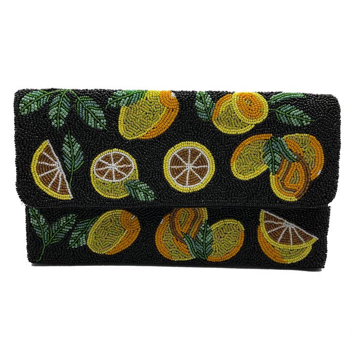 POCHETTE NERA DECORATA CON LIMONI per la vendita all'ingrosso da parte di Pizzazz, Inc.