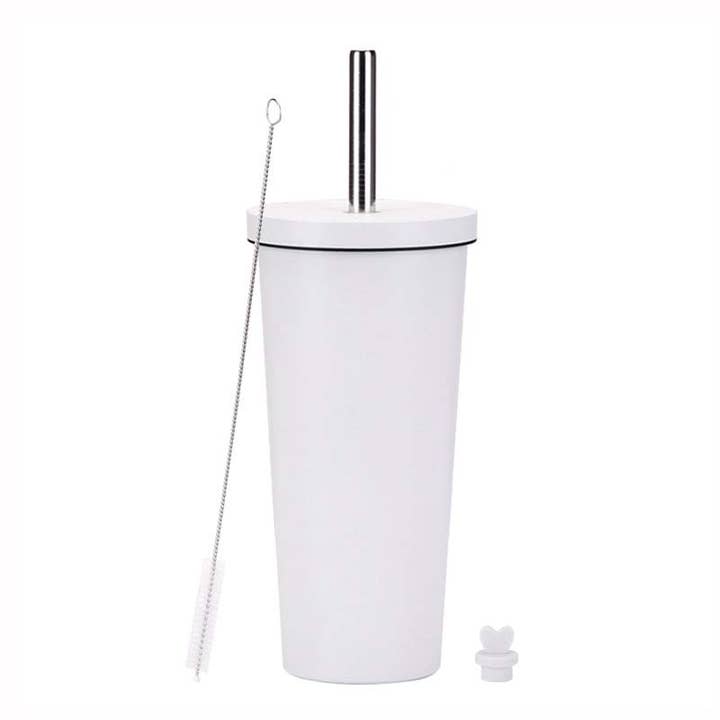 Candles Meta - Wholesale Insulated Mug/Tumbler - 710ml Silid Color Milk Tea Stainless Steel Cup with Straw17