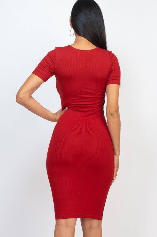 Vanilla Monkey - Wholesale Dress - Women's - Ribbed Bodycon Solid Dress2