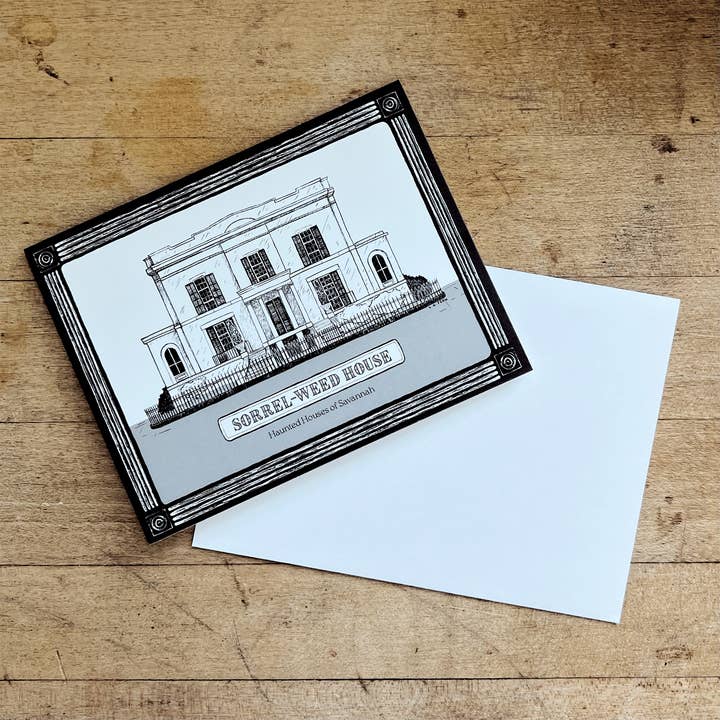 The Haunted Sorrel-Weed House Greeting Card for wholesale by L. R. Fern