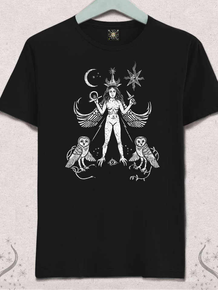 Lilith - Ishtar - Inanna T-shirt voor wholesale door Axis Mundi Art & Design