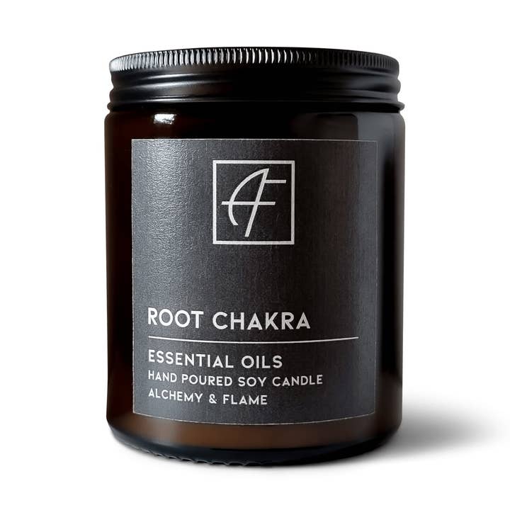 Raiz Chakra óleo Essencial Vela 170g | Vela Wick Madeira por atacado de Alchemy and Flame