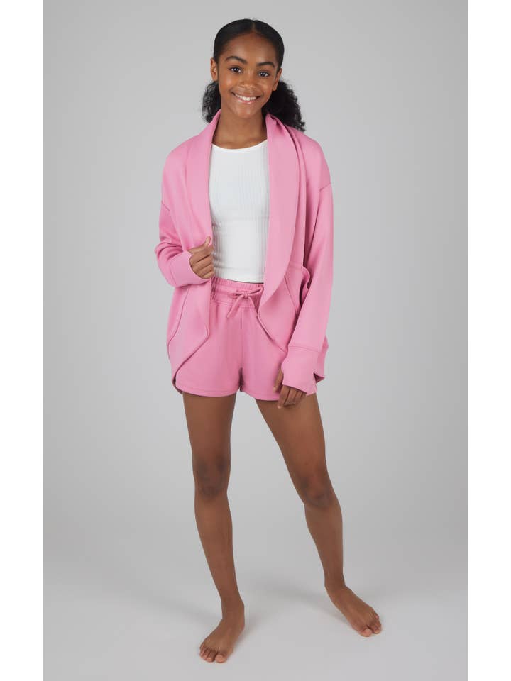 90 Degree by Reflex - Wholesale Top & Short Set - Kids - Girls Scuba Cardigan, Tank Top, Short - 3 PC SET